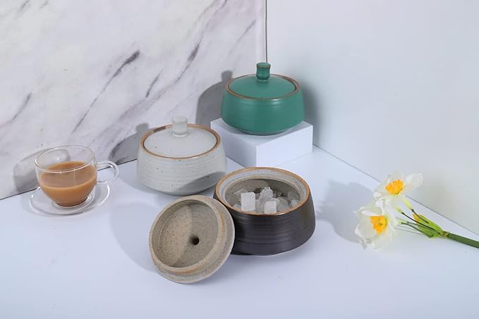 Retro Kitchen Ceramic Canister, 13.53 FL OZ (400 ML) Vintage Food Storage Jar for Tea, Coffee Beans, Herb, Candy, Spices, Nuts (Black)