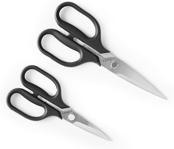 Misen Heavy Duty Kitchen Shears - Comfortable Ambidextrous Scissors for Meat, Poultry, Herbs & More - Easy to Clean - German Stainless Steel - Black