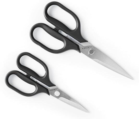 Misen Heavy Duty Kitchen Shears - Comfortable Ambidextrous Scissors for Meat, Poultry, Herbs & More - Easy to Clean - German Stainless Steel - Black
