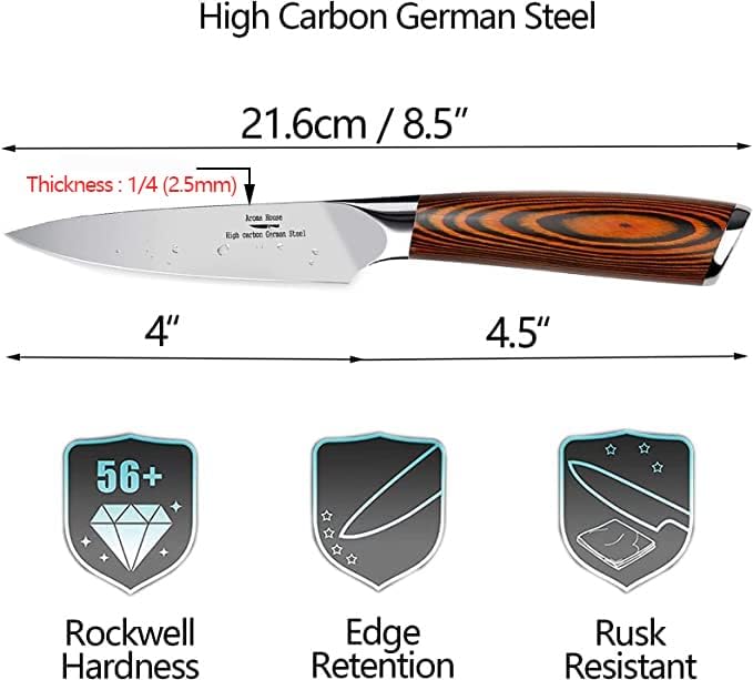 Paring Knife 4 inch - Paring Knives Best Small Kitchen Knife Fruit Knife,German High Carbon Stainless Steel Ultra Sharp Peeling Knife with Ergonomic Handle