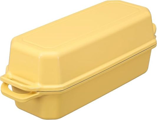 Bread Pan Cast Iron Loaf Pan with Lid Bread Loaf Pan 13x5 Inch Enameled Cast Iron Sourdough Bread Pan,Yellow