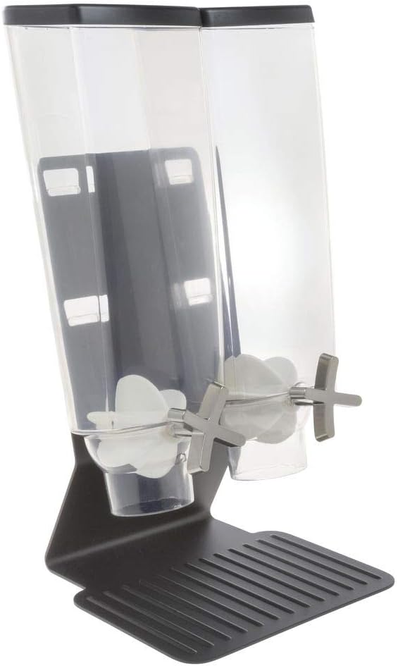 HUBERT 2 Container Cereal Dispenser with Stand - 9 3/16"L x 8 1/8"W x 17 3/16"H