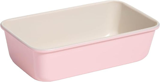 Paris Hilton Nonstick Carbon Steel Bakeware Collection, 9-Inch x 5-Inch Loaf Pan, Dishwasher Safe, Made without PFOA and PFAS, Pink Cream Two-Tone