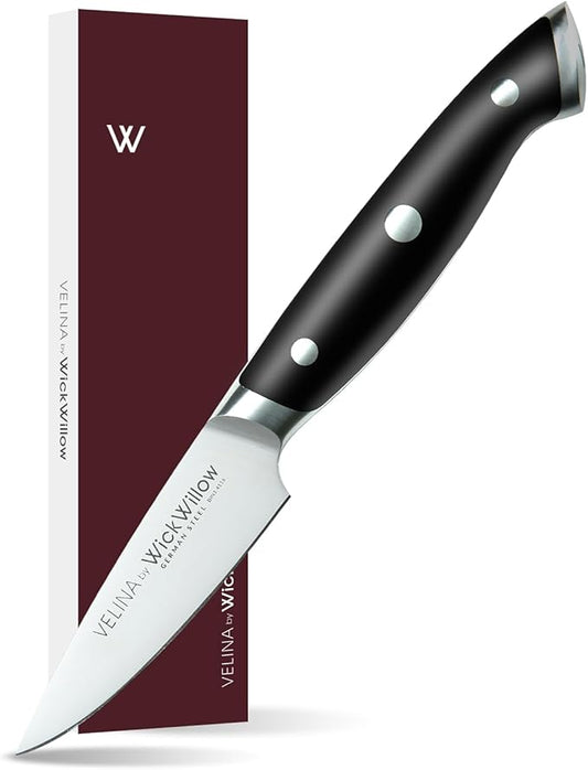 3.5" Paring Knife – Razor Sharp German Steel DIN1.4116 – Precision Fruit & Vegetable Knife for Peeling & Trimming – Full Tang & Ergonomic Handle – Gift Box – Velina Series