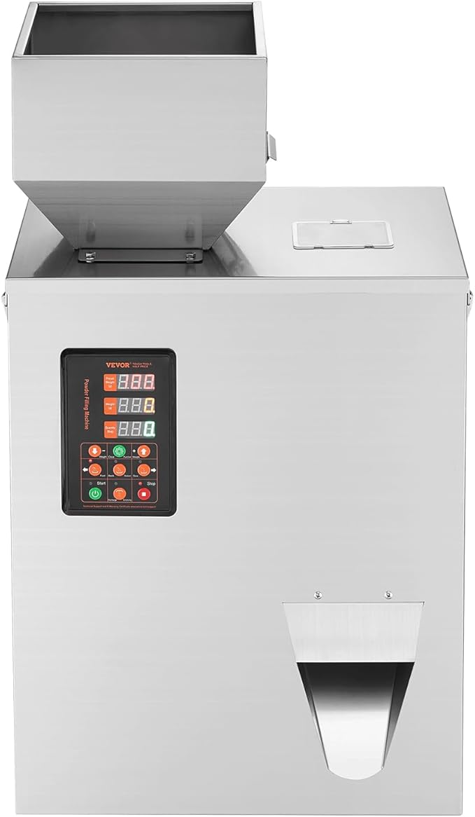VEVOR Powder Filling Machine 0.002-0.22lbs/1-100g, Automatic Intelligent Particle Weighing Filling Machine, Powder Filler Particle Dispenser for Tea Seeds Grains Powder Flour Beans Glitter Candy