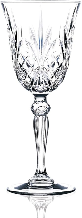 Lorenzo RCR Crystal Collection Water Glass Set Lorren Home Trends-Melodia, 6 Count (Pack of 1), Red Wine Goblet,7.5 fluid ounce