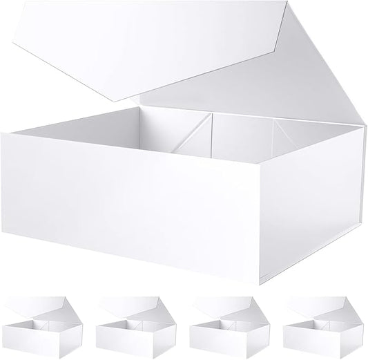 19.2x15.8x7 Inches, 5 Extra Large Gift Boxes with Lids, Groomsmen Proposal Boxes with Magnetic Closure, Bridesmaid Proposal Boxes, Giant Gift Boxes for Clothes and Large Gifts (Glossy White)