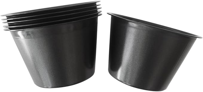 Popover Pans Nonstick 6 Packs, Individual Larger Muffin, Versatile Round Baking Cups for Popover, Muffins, Quiche, Tarts, Cupcakes, Pudding - Carbon Steel, Black