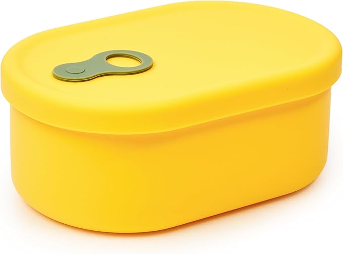 Premium Korean-Made Silicone Airtight Food Container with Steam Vent – BPA Free, Leakproof, Microwave & Freezer Safe Meal Prep. & Leftovers Storage (Mango Yellow, 650ML)