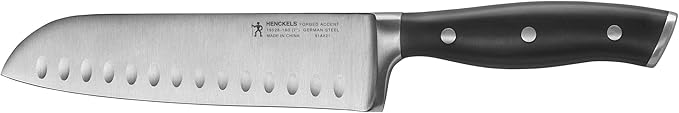 Henckels Forged Accent 7-inch Hollow Edge Santoku Knife, Black