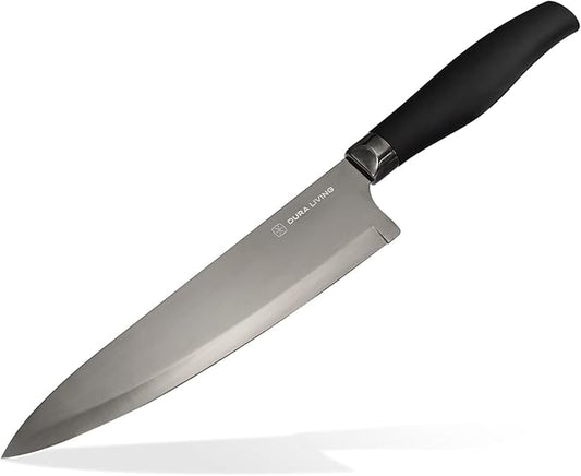 Chef Knife, 8 Inch Nonstick Titanium Plated Stainless Steel Ultra Sharp Blade, With Ergonomic Comfort Grip Handle Chef's Cooking Knife, With Matching Sheath