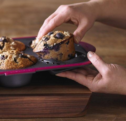Trudeau Structure Silicone Pro Muffin Pan, 6, Grey/Burgundy (09912093)
