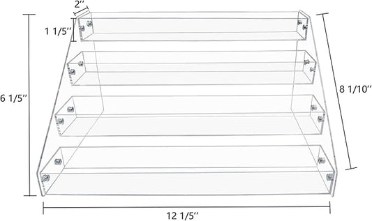 PMMASTO Tiered Spice Rack, Seasoning Organizer, Clear Acrylic Vertical Shelves Can Organizer for Countertop, Cabinet, Pantry, Kitchen Organization and Storage - 4 Tier