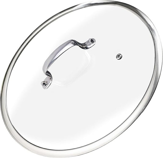 Premium Tempered Clear Glass Lids, 11", 12", 13" Stainless Steel Replacement Lid for Pots, Pans and Skillets, Large Glass Covers with Steam Vent