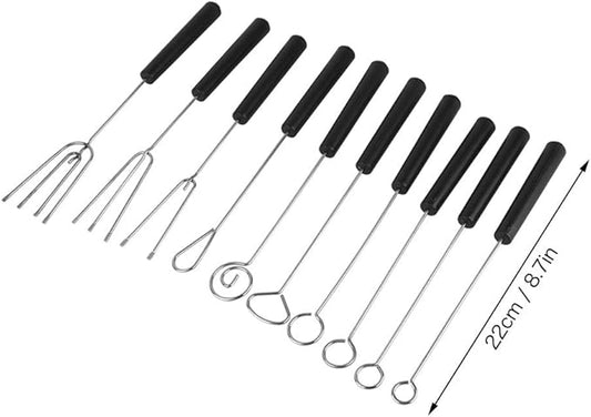 10pcs Set Chocolate Dipping Fork, Stainless Steel Chocolate Dipping Tool, 8.7in Candy Dipping Tools with A PP Handle for Handmade Chocolates, Pralines and Truffles