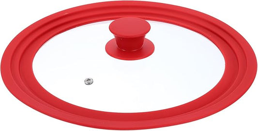 uxcell 1Pcs Universal Lid for Pot Fit 9.5, 10, 11 Inch Diameter Cookware, Replacement Pan Lids with Heat Resistant Silicone Rim, Steam Vent Pan Lid for Pots, Frying Pans, Skillets, Red
