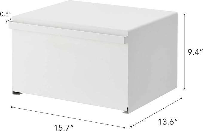 Yamazaki Home Tower Bread Box Keeper Holder Container, Metal Bread Holder Saver, Slim Space Saving Counter Storage - Horizontal - Steel
