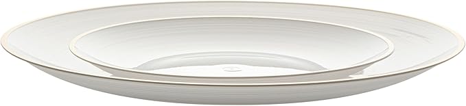 Restaurantware Plastic Plates 40 Pcs 7.13" and 10" Combo Gold Rimmed Plate Set Disposable Heavy-Duty White Translucent Rippled Plastic Dinner Servers for Party, Weddings, Salads, Desserts