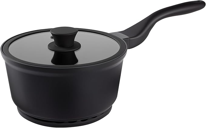 Nonstick Saucepan with Lid,2.4 Quart Ceramic Glaze Coated Small Pot, Anti-Detachment Design of The Handle “Design of The Heat Exchange Space at The Bottom of The Pan” PFOA PFOS Free