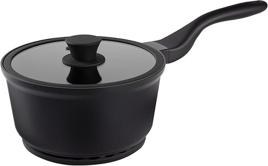 Nonstick Saucepan with Lid,2.4 Quart Ceramic Glaze Coated Small Pot, Anti-Detachment Design of The Handle “Design of The Heat Exchange Space at The Bottom of The Pan” PFOA PFOS Free