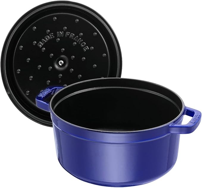 Staub Cast Iron 7-qt Round Cocotte - Dark Blue, Made in France