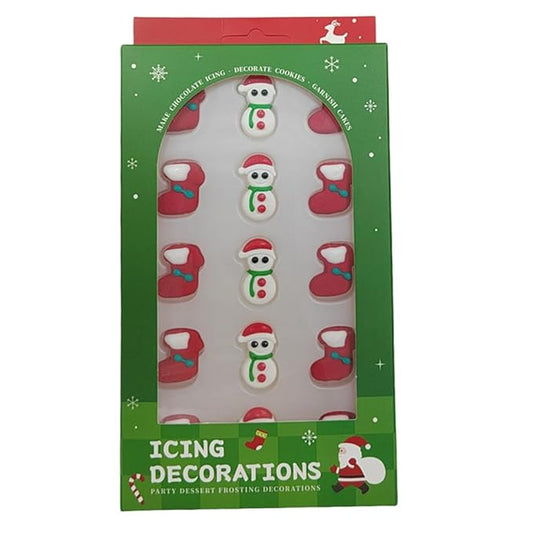 Christmas Sprinkles Icing Decoration for Cupcake Decorating, Christmas Stocking Cake Decoration, Edible Christmas Snowman Cake Cupcake Topper for Baking Cookie Ice Cream Candy Decoration