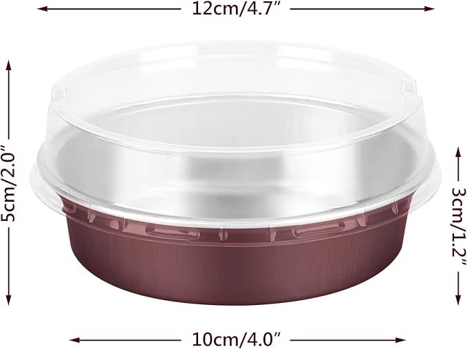 Beasea Disposable Mini Pie Tins With Lids, 4 Inch 50 Pack Disposable Mini Pie Pans Tart Pans, 8 Oz Aluminum Pie Pan Tin Coffee Tart Pans Round Oven Baking Mini Cake Pan for Pie Tart Quiche