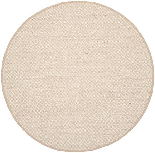 SAFAVIEH Area Rug 6' Round - Natural Fiber Collection - Marble & Linen Color, Sisal, Woven Design with Border (NF143B)
