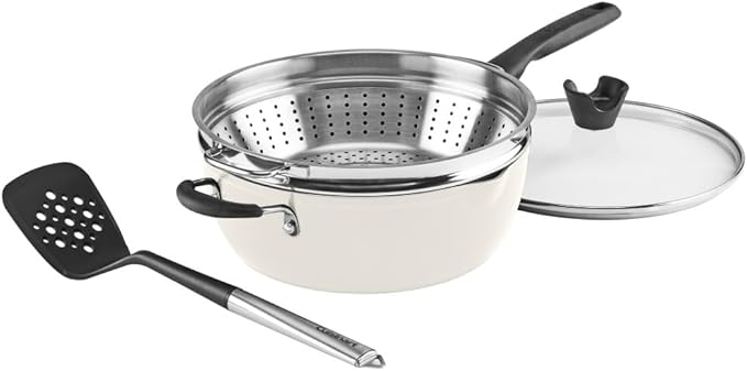 Cuisinart Preferred Pan 4-Pc Set - Crème de la Creme (4.5 Qt. Multi-Purpose Pan w/Cover, Steamer, Slotted Turner)