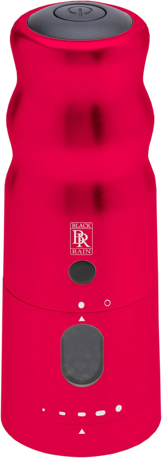 BLACK RAIN Pepper Mill Grinder, Adjustable Coarseness, Rechargeable Pepper Grinder with LED Light, Heavy Duty Professional Grade Electric Peppercorn Grinder (Red)
