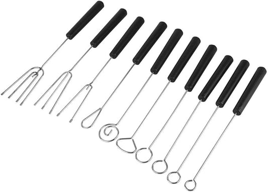 10pcs Set Chocolate Dipping Fork, Stainless Steel Chocolate Dipping Tool, 8.7in Candy Dipping Tools with A PP Handle for Handmade Chocolates, Pralines and Truffles