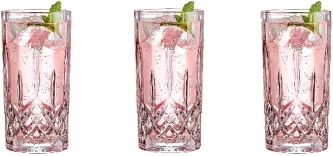 Drinking Glasses, Crystal Glass Cups, Mixed Glassware Set, Crystal Old Fashioned 11oz Highballs and 11oz Whiskey Glasses, Great for Cocktail, Whisky and other Beverages (Style 2,Set of 3)