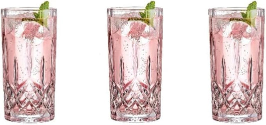 Drinking Glasses, Crystal Glass Cups, Mixed Glassware Set, Crystal Old Fashioned 11oz Highballs and 11oz Whiskey Glasses, Great for Cocktail, Whisky and other Beverages (Style 2,Set of 3)