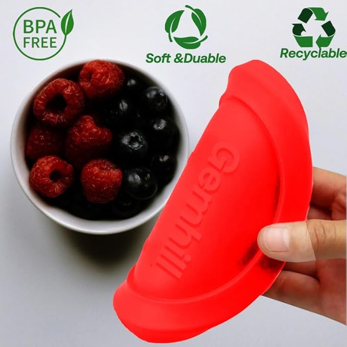 2 Cup Silicone Storage Cover Lids Replacements for Round Anchor Hocking Glass Bowls and Pyrex 7200-PC Glass Bowls |Container not Included|(Red, 4 Pack)