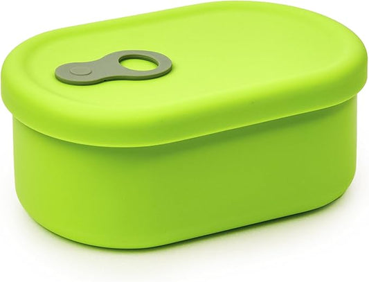Premium Korean-Made Silicone Airtight Food Container with Steam Vent – BPA Free, Leakproof, Microwave & Freezer Safe Meal Prep. & Leftovers Storage (Green Apple, 500ML)