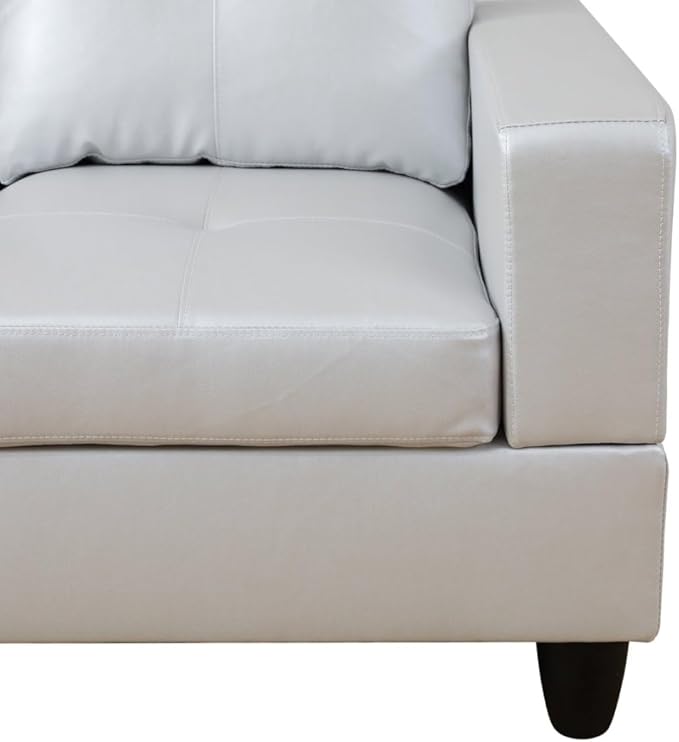 NicBex L Shaped Couch Sectional Couches for Living Room 2 Pieces Modern Sectional Sofa with Left Chaise Sectional Couch with Solid Frame for Living Room, Semi PU Leather, Silver Grey