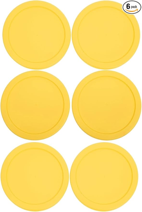 2 Cup/470 mL Yellow Replacement Lids/Covers for Pyrex 7200-PC, 2 Cup/16oz Anchor Hocking & Klare Ware Storage Bowls *Lids Only* - *Glass Container Not Included* (6 Pack, Yellow)