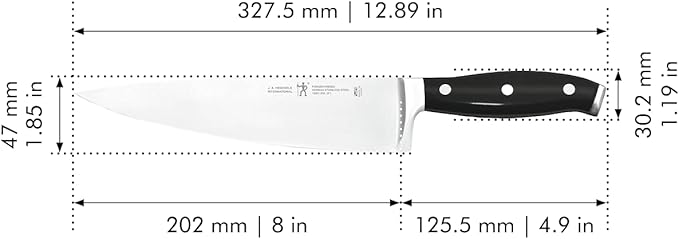 HENCKELS Forged Premio Razor-Sharp 8-Inch Chef Knife, Black, German Engineered Informed by 100+ Years of Mastery