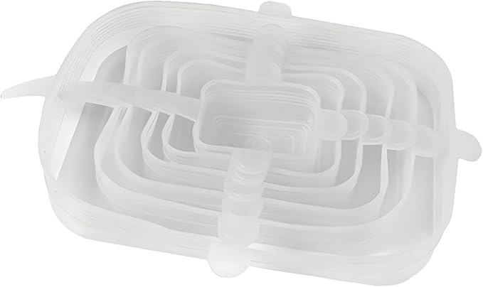 TopHomer 6 Packs Rectangular Silicone Stretch Lids Set of 6 Sizes Reusable Sturdy Container Cover, Keeping Food Fresh, Dishwasher and Freeze