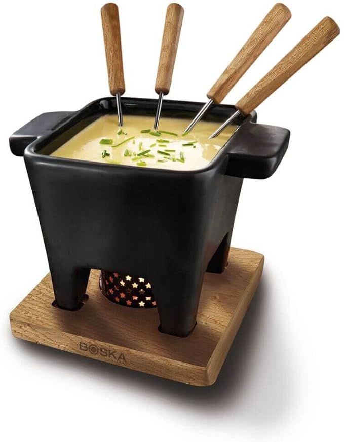 Boska Tealight Tapas Fondue Set - Best for Cheese or Chocolate - Microwave Safe Ceramic Hot Pot Chocolate Fountain Snack - Wedding Registry Items Small Kitchen Appliances - 440 mL Pro Collection