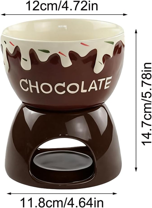 Chocolate Melting Cup, Chocolate Fondue Mug, Personal Ceramic Cheese Melting Cup, Butter Melt Fondue Mugs Set For Dinner Appetizer Sauce Cheese Candy Bread Caramel Birthday Wedding Picnics Party Cooks