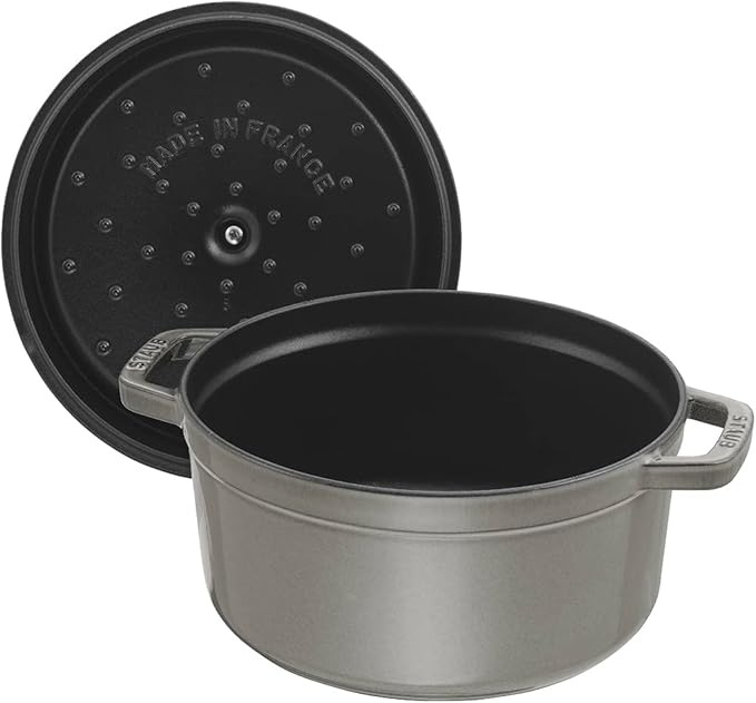STAUB Cast Iron Roaster/Cocotte, Round, 24 cm, 3.8 L, Graphite Grey