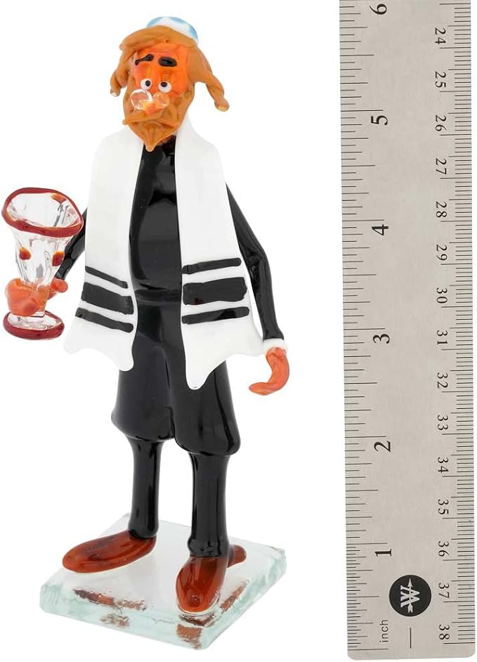 Glass Of Venice Murano Glass Rabbi with Kiddush Cup