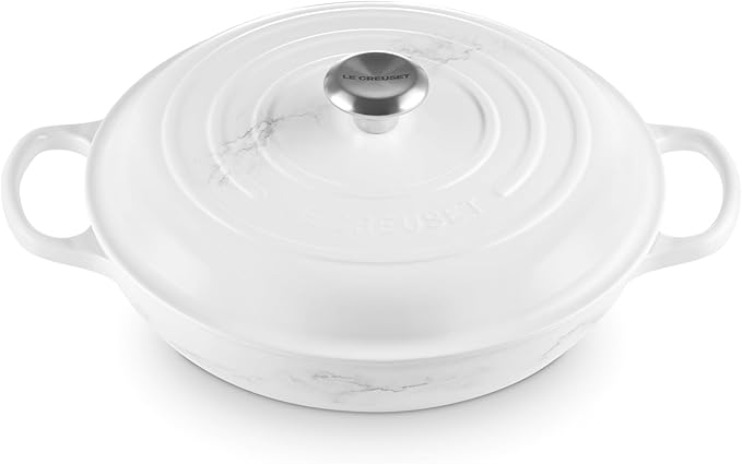 Le Creuset Enameled Cast Iron Signature Braiser, 3.5 qt., Marble