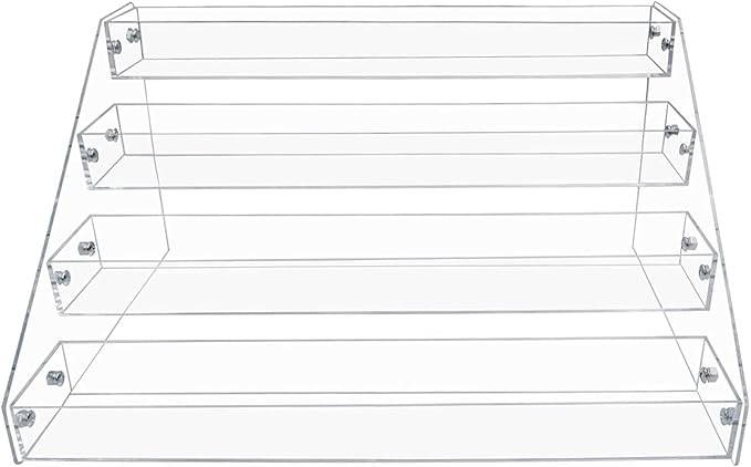 PMMASTO Tiered Spice Rack, Seasoning Organizer, Clear Acrylic Vertical Shelves Can Organizer for Countertop, Cabinet, Pantry, Kitchen Organization and Storage - 4 Tier