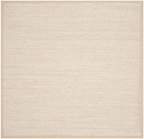 SAFAVIEH Area Rug 6' Round - Natural Fiber Collection - Marble & Linen Color, Sisal, Woven Design with Border (NF143B)