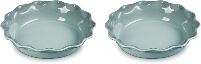 Le Creuset Stoneware Set of 2 Heritage Fluted Pie Dish, 9", Sea Salt