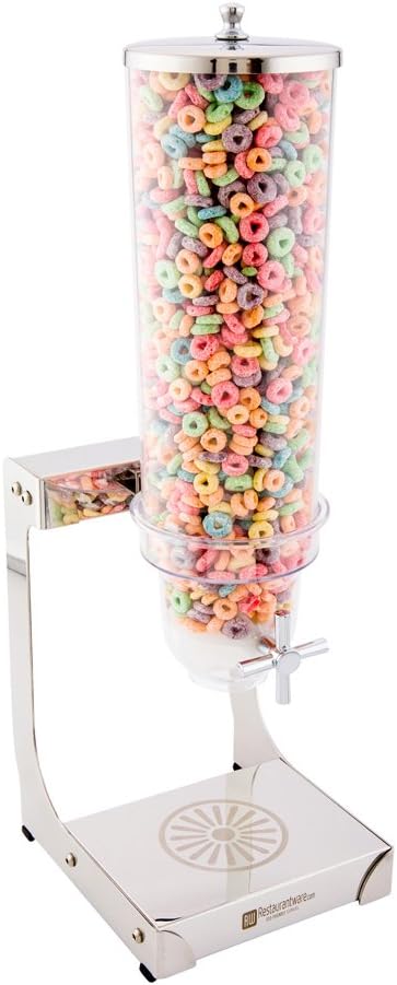 Restaurantware Met Lux 3 Liter Countertop Cereal Dispenser 1 Single Compartment Food Dispenser - Self Serve Refillable Stainless Steel Nuts Dispenser For Food Storage For Kitchen Or Pantry