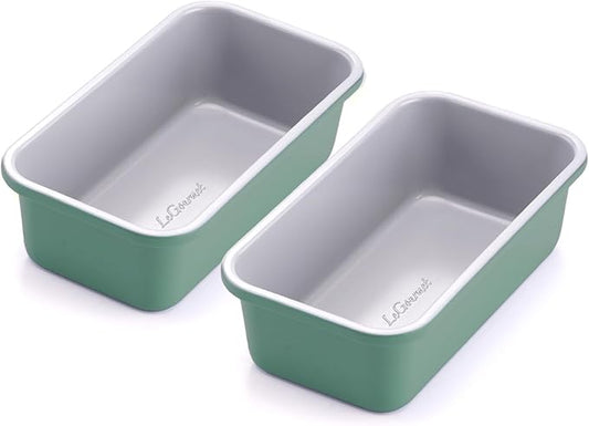 LeGourmet Nonstick Bread Loaf Pan 9 X 5 Inch, Ceramic Coating, Non-Toxic, Rust Resistant Aluminized Steel, Perfect 1 lb Baking Dish for Meatloaf, Pound Cake & Brownie (Rosemary 2pcs)
