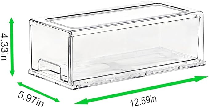 SIMPEXPE Stackable Storage Drawer, Pull Out Plastic Food Fridge Organizer Bins for Pantry Shelf Refrigerator Organization Kitchen Bathroom Cabinet Closet Office Clear -2Pack